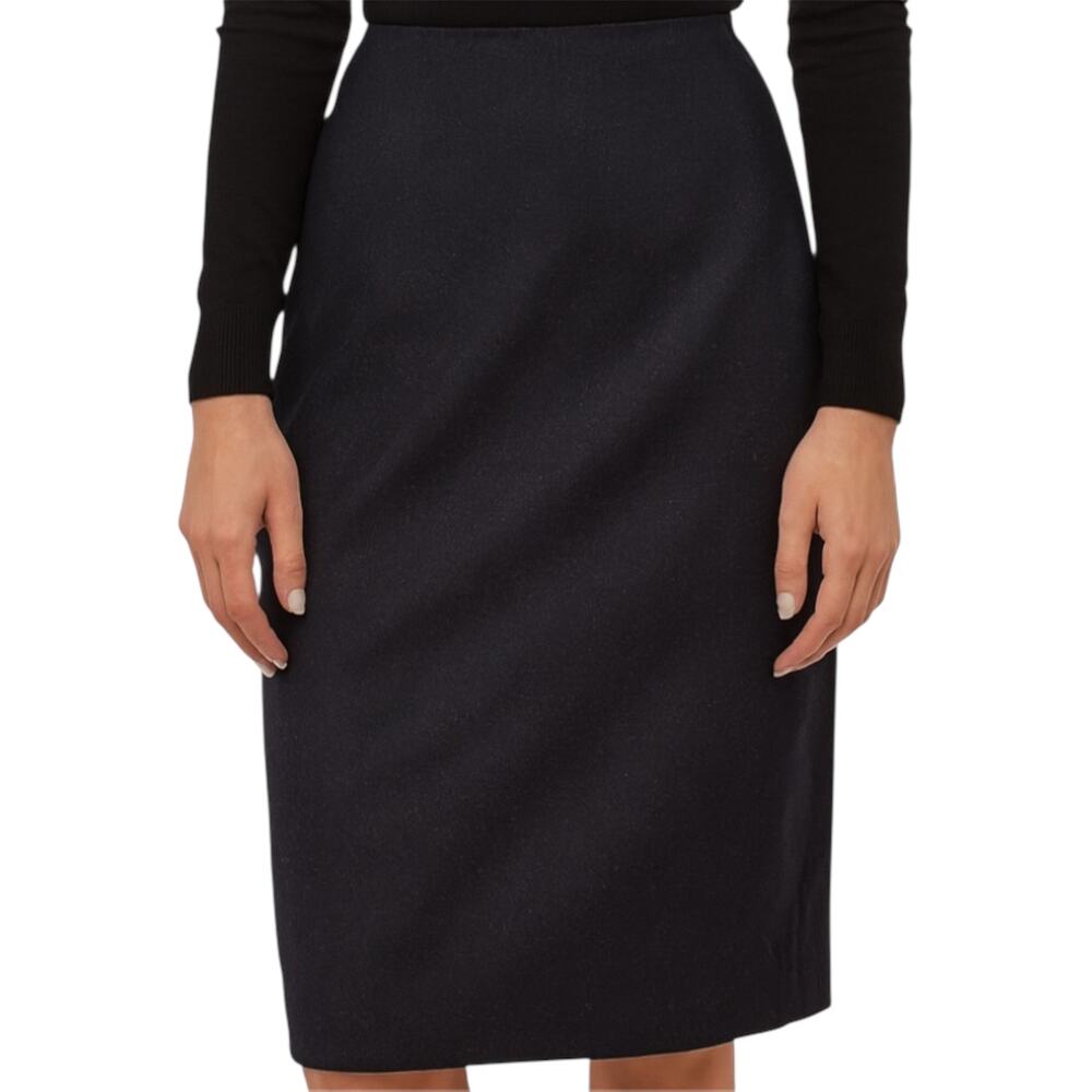 Akris Wool Bi-Stretch Double-Face Pencil Skirt Knee Length Lined Dark Gray 8 29"